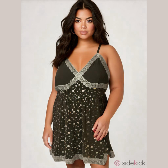 Daisy Street Dresses & Skirts - Women's Daisy Street Cami Dress Size 2X Olive Floral Lace Trim